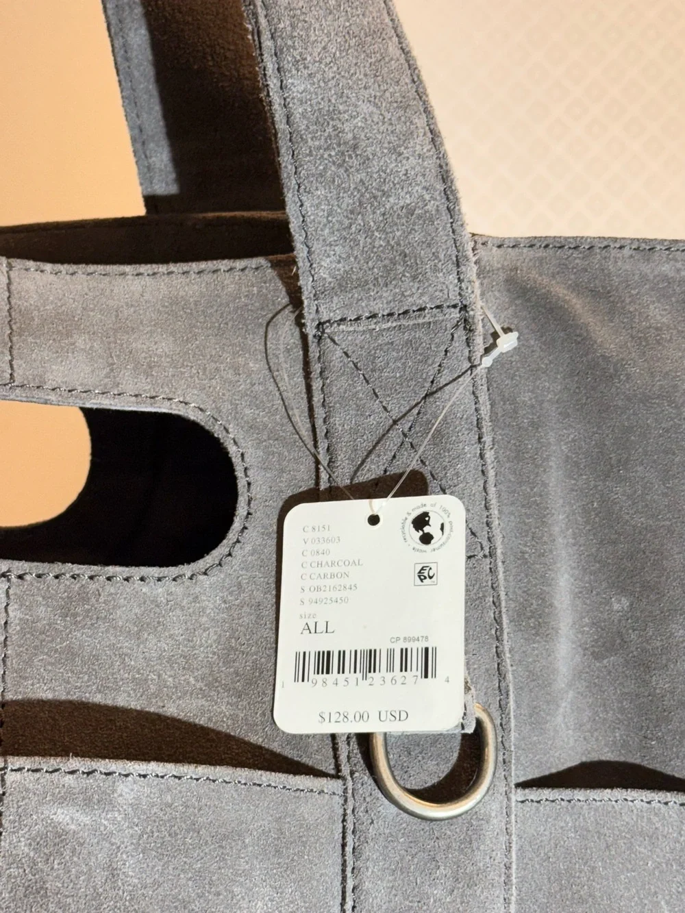 NWT Free People Suede Caravan Boho Tote in Taupe 100% Leather and Cotton